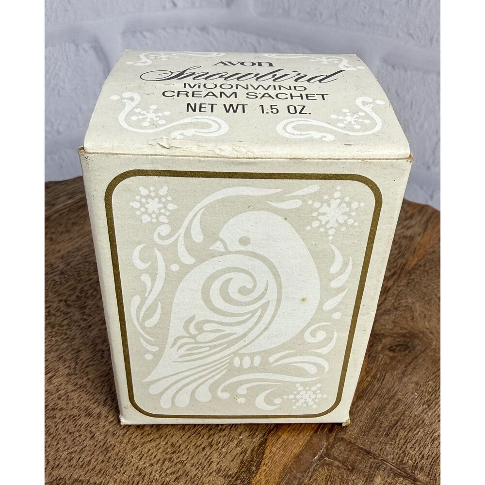 NEW Vintage Vintage 70s Avon Snowbird Moonwind Cream Sachet & Box - Picture 10 of 12